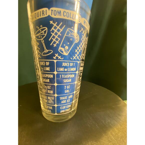 Vtg Federal Glass 6 inch tall Cocktail Recipes Glass Tumbler Mixology VGUC - Picture 5 of 14